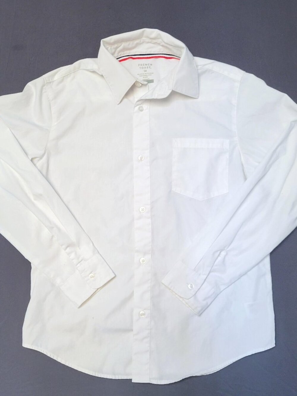 French Toast White Long Sleeve Dress Shirt or School Uniform Boys Youth Size 14